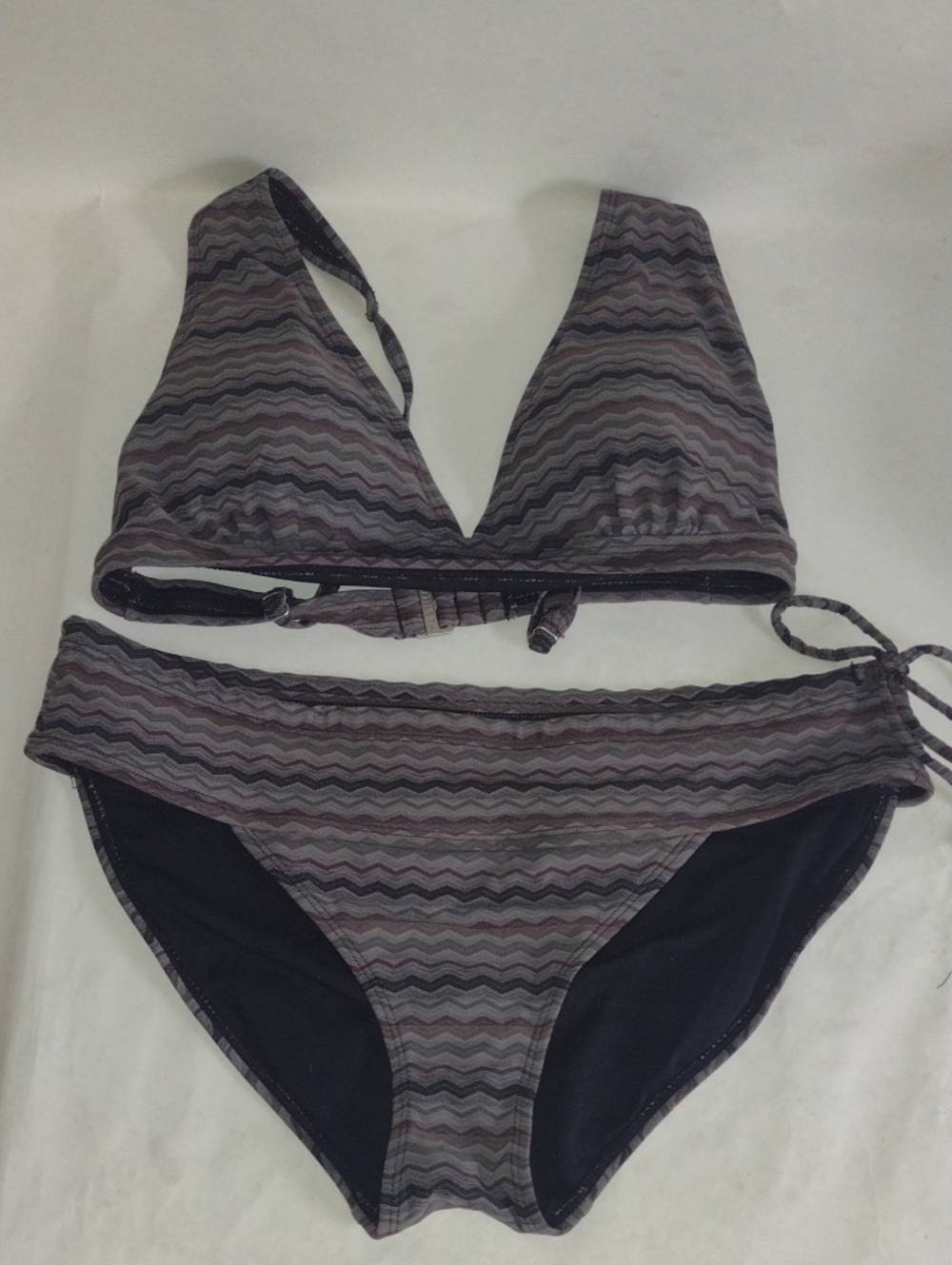 Athleta Gray Chevron Zigzag Two-Piece Bikini Set (J742)